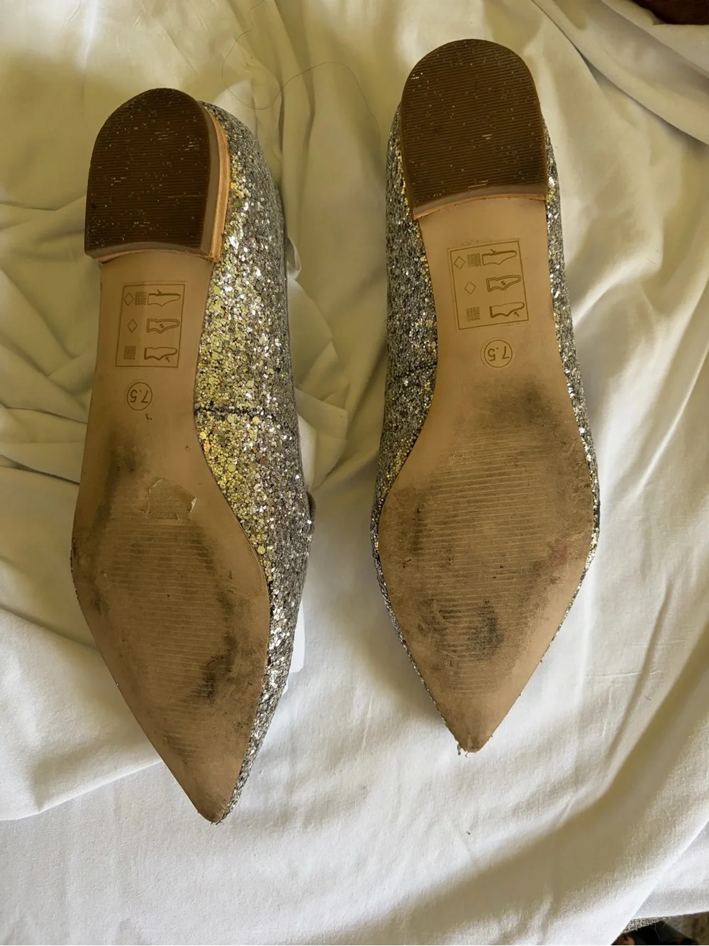 Sole Society Silver Glitter Pointed Loafer Flats